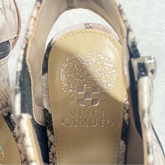 VINCE CAMUTO KENSLI SNAKESKIN OPEN TOE ANKLE BOOTS - Picture 7 of 9